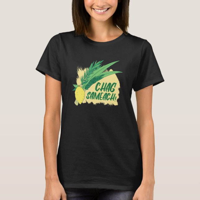 Sukkot Festival 4 Holy Species Happy Holidays Chag T-Shirt (Front)