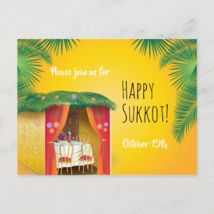 Sukkot Festival Party Sukkah Lulav & Etrog Invite Postcard