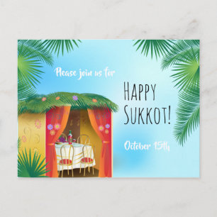 Sukkot Festival Party Sukkah Lulav & Etrog Invite Postcard