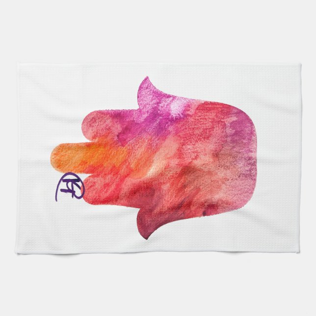 Sukkot Hamsa Art Tea Towel (Horizontal)