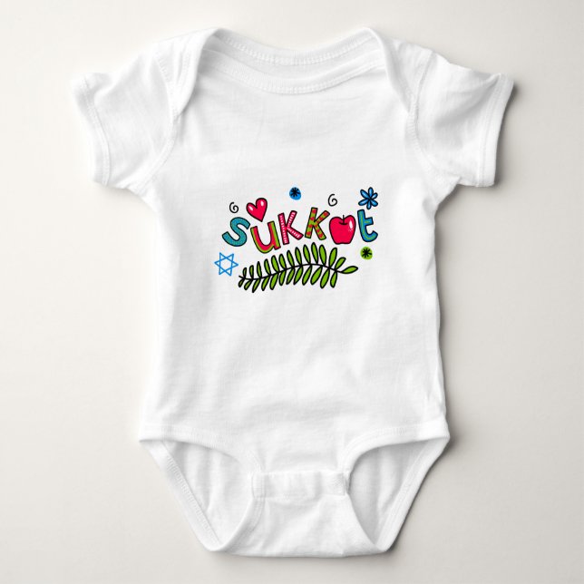 Sukkot Jewish Holiday Text Baby Bodysuit (Front)