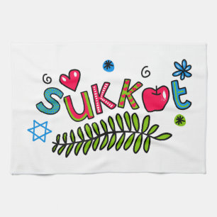 Sukkot Jewish Holiday Text Tea Towel