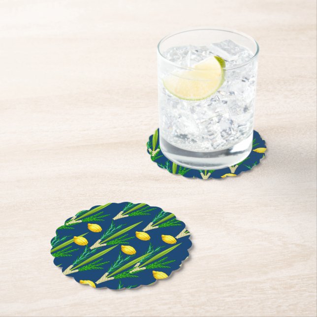 Sukkot Paper Coasters - Judaica - Tableware (Insitu)