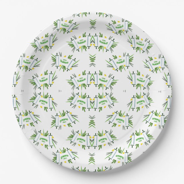Sukkot Party Plates - Square or Round for Guests  (Front)