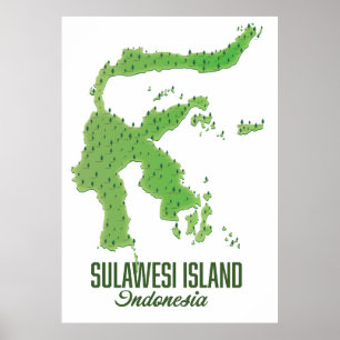 Sulawesi island Indonesia map Poster