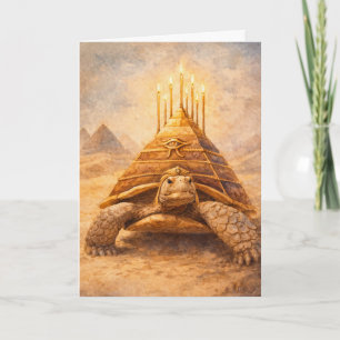 Sulcata Tortoise Egyptian pyramid birthday cake Card