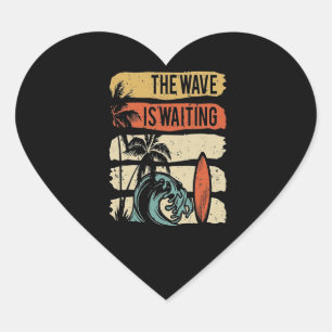 Sulfing Lover The Vintage The Wave Is Waiting Heart Sticker