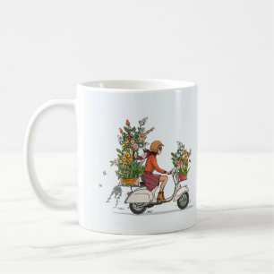 Sulk with vespa scooter with coloured little girl coffee mug