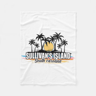 Sullivan's Island South Carolina Retro Surfing Bea Fleece Blanket