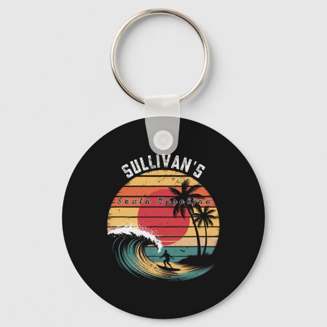 Sullivan's South Carolina Beach Surfing  Key Ring (Front)