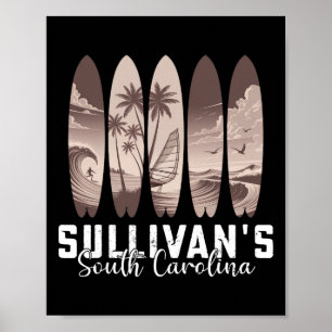 Sullivan's South Carolina Surfboard Men Women Surf Poster