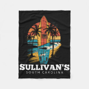 Sullivan's South Carolina Surfboard Surfing Retro  Fleece Blanket