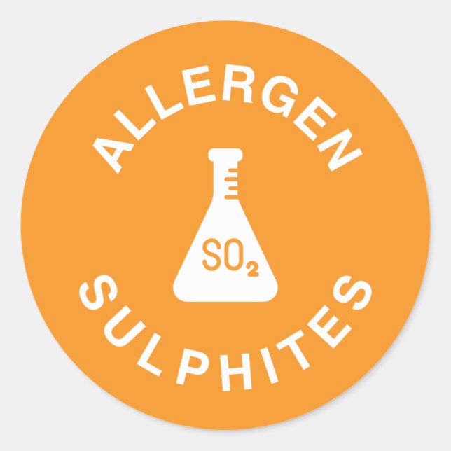 Sulphites Allergen Warning Classic Round Sticker (Front)