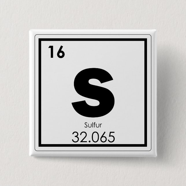 Sulphur chemical element symbol chemistry formula  15 cm square badge (Front)