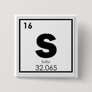 Sulphur chemical element symbol chemistry formula 15 cm square badge