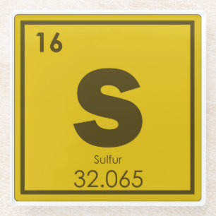 Sulphur chemical element symbol chemistry formula glass coaster
