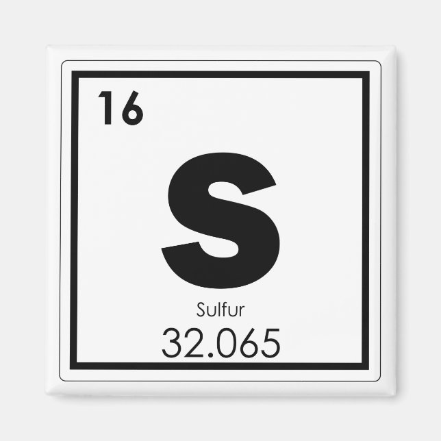 Sulphur chemical element symbol chemistry formula  magnet (Front)