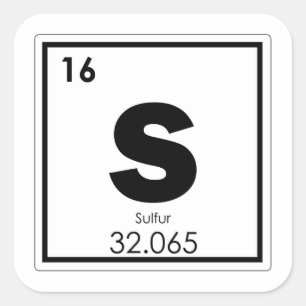 Sulphur chemical element symbol chemistry formula  square sticker