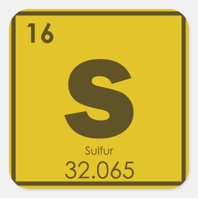 Sulphur chemical element symbol chemistry formula  square sticker (Front)