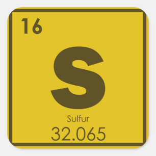 Sulphur chemical element symbol chemistry formula  square sticker