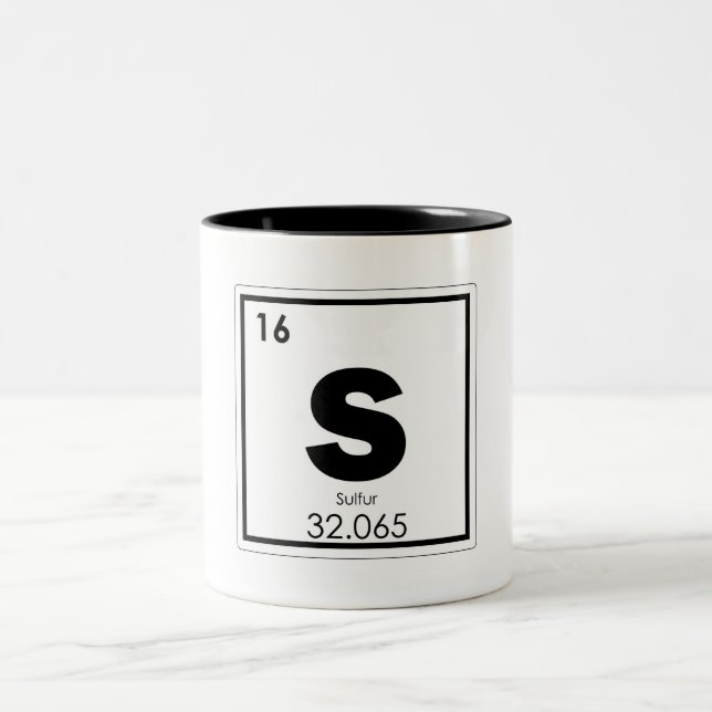 Sulphur chemical element symbol chemistry formula  Two-Tone coffee mug (Center)