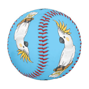Sulphur-crested cockatoo bird cartoon illustration baseball