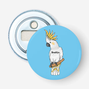 Sulphur-crested cockatoo bird cartoon illustration bottle opener