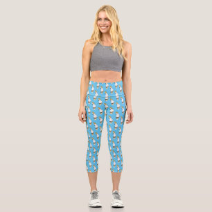 Sulphur-crested cockatoo bird cartoon illustration capri leggings