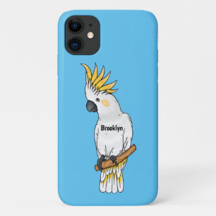 Sulphur-crested cockatoo bird cartoon illustration iPhone 11 case