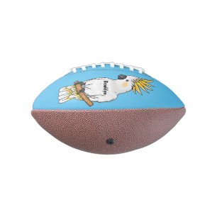 Sulphur-crested cockatoo bird cartoon illustration football