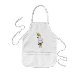 Sulphur-crested cockatoo bird cartoon illustration kids apron