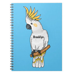 Sulphur-crested cockatoo bird cartoon illustration notebook