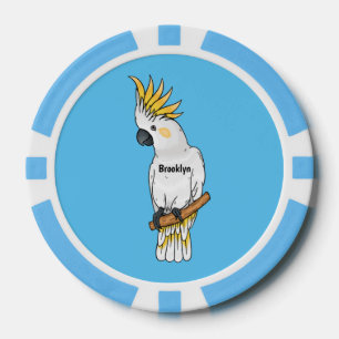 Sulphur-crested cockatoo bird cartoon illustration poker chips