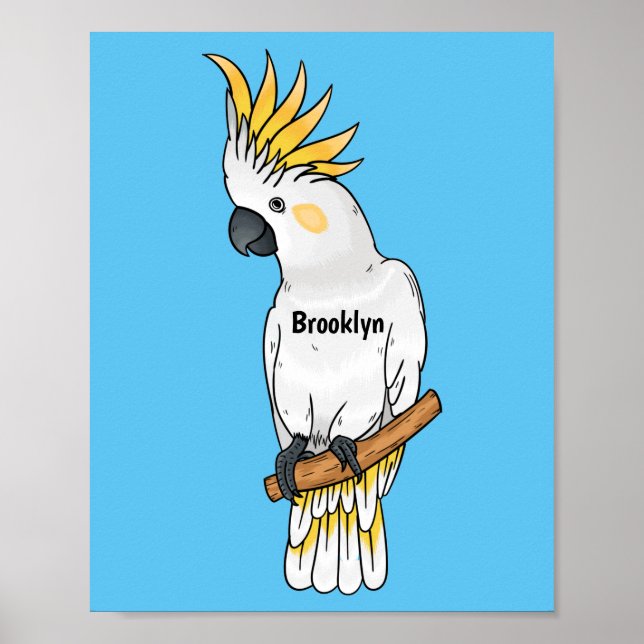 Sulphur-crested cockatoo bird cartoon illustration poster (Front)