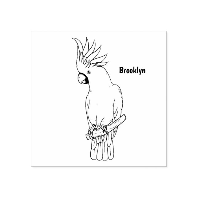 Sulphur-crested cockatoo bird cartoon illustration rubber stamp (Imprint)