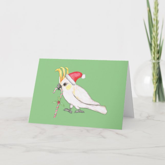 Sulphur crested cockatoo Christmas style Holiday Card (Front)