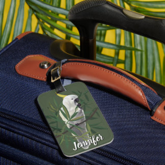 Sulphur-Crested Cockatoo in Tree Illustration Luggage Tag