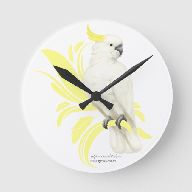 Sulphur Crested Cockatoo Round Clock (Front)
