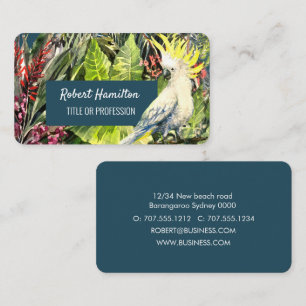 Sulphur Crested cockatoo watercolor painting Business Card