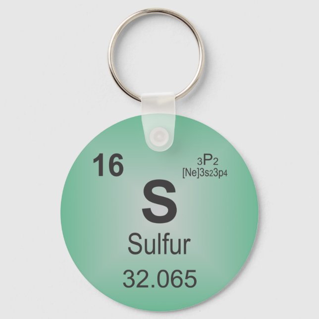 Sulphur Individual Element of the Periodic Table Key Ring (Front)