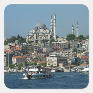 Sultan Ahmed & Istanbul panorama, Turkey  Square Sticker