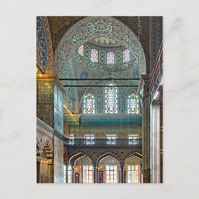 Sultan Ahmed Mosque. Interior design. Postcard (Front)