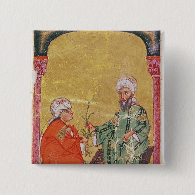 Sultan Ahmet III  with one of his disciples 15 Cm Square Badge (Front)