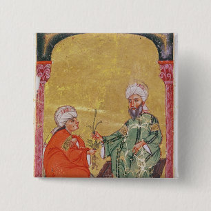 Sultan Ahmet III with one of his disciples 15 Cm Square Badge