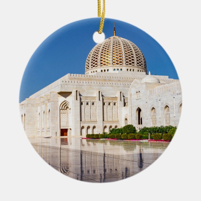 Sultan Qaboos Grand Mosque in Muscat, Oman Ceramic Ornament (Front)