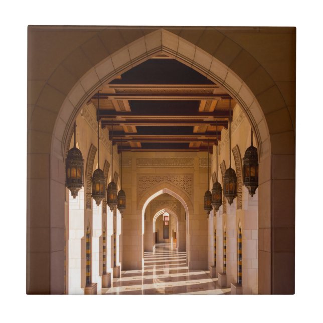 Sultan Qaboos Grand Mosque in Muscat, Oman Ceramic Tile (Front)