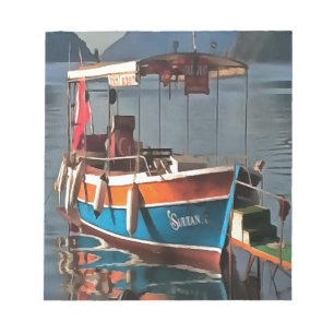 Sultan Taxi Boat Marmaris Nautical Art Notepad