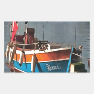 Sultan Taxi Boat Marmaris Nautical Art Rectangular Sticker