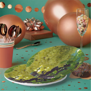 Sultana Grapes On A Grape Vine, Paper Plate