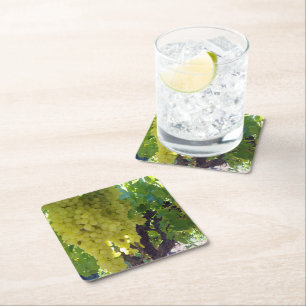 Sultana Grapes On A Grape Vine, Square Paper Coaster
